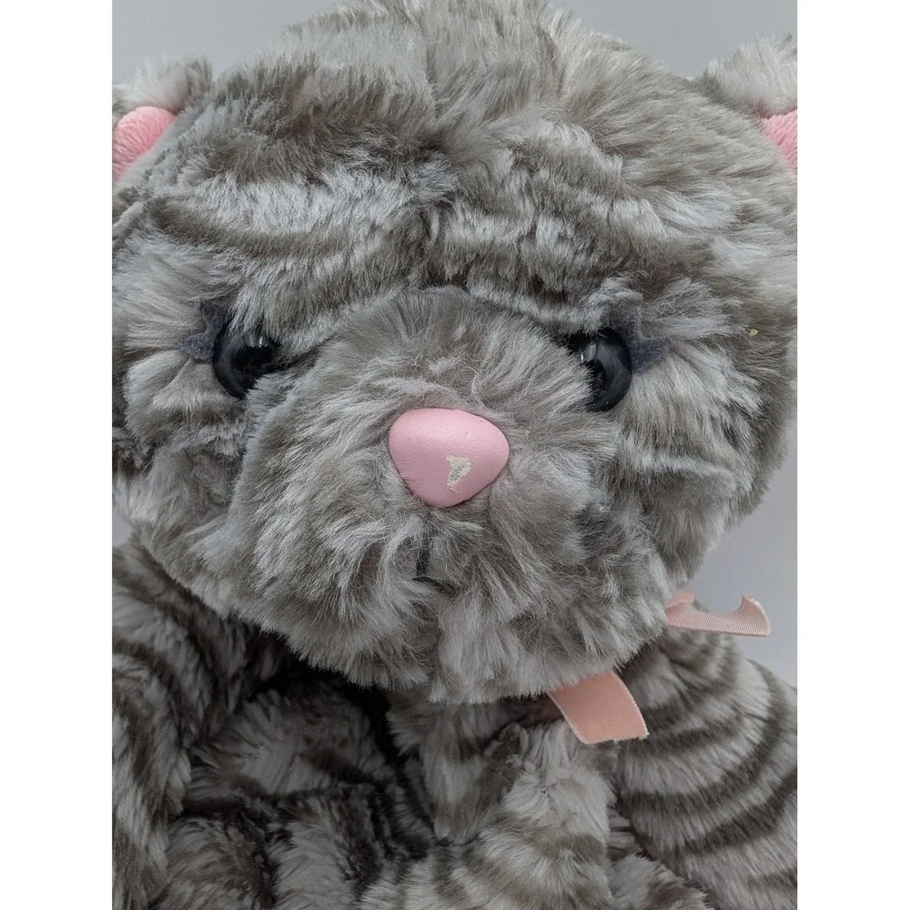 Gymboree Plush Backpack Gray Pink Striped Cat Kitten Ribbon Bow 2007